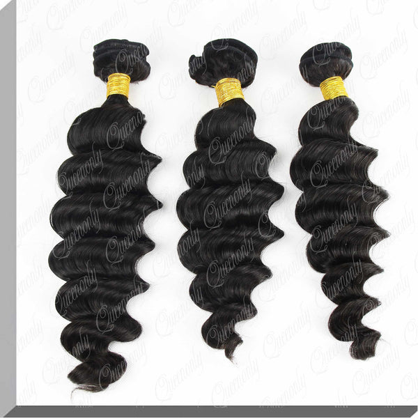 3 Bundles of Hair Extensions Brazilian Virgin Hair Weave Deep Wave Hair Weft|QUEENONLY - Queenonly
