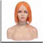 Human Hair Short Bob Wigs Lace Front #Orange for Black Women|QUEENONLY - Queenonly