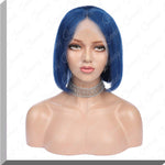 Virgin Hair Bob Wigs Lace Front #Blue for Black Women in Instagram|QUEENONLY - Queenonly