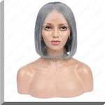 Hot selling Grandma's Grey Bob Front Lace Wigs Human Virgin Hair in Instagram|QUEENONLY - Queenonly