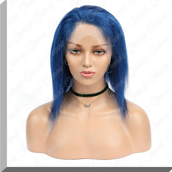 13*4/13*6 130% Density #Blue Peruvian Virgin Human Hair Front Lace Wigs|QUEENONLY - Queenonly