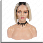 #1B&Blonde Ombre Human Hair Wig Short Bob Wigs For Black Women|QUEENONLY - Queenonly