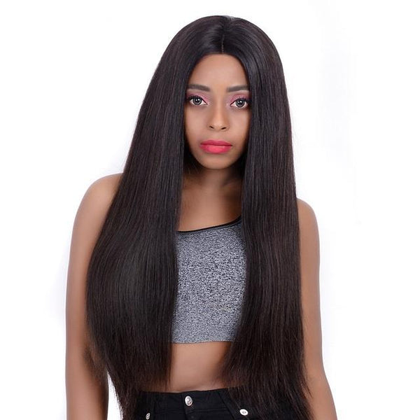 Lace Front Human Hair Wigs High Density Brazilian Straight Human Hair Wigs Pre Plucked Remy Jet Black(#1)|ISABEL - Queenonly