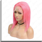 Queenonly Hot Pink Colored Lace Front Human Hair Wigs 130% Density - Queenonly