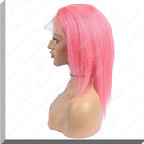 Queenonly Hot Pink Colored Lace Front Human Hair Wigs 130% Density - Queenonly